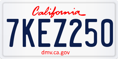 CA license plate 7KEZ250