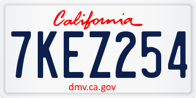 CA license plate 7KEZ254