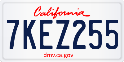 CA license plate 7KEZ255