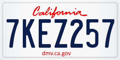 CA license plate 7KEZ257