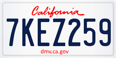 CA license plate 7KEZ259