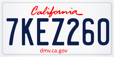 CA license plate 7KEZ260