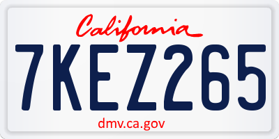 CA license plate 7KEZ265