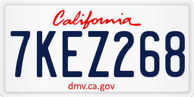 CA license plate 7KEZ268