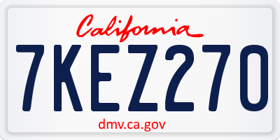 CA license plate 7KEZ270
