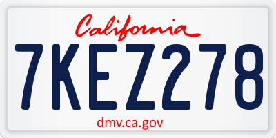 CA license plate 7KEZ278