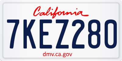 CA license plate 7KEZ280