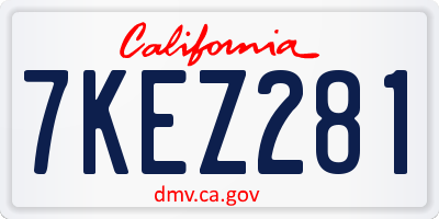 CA license plate 7KEZ281