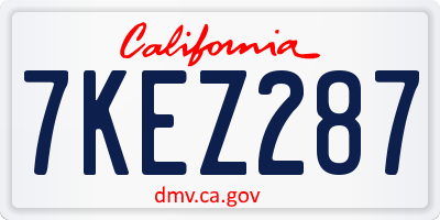 CA license plate 7KEZ287