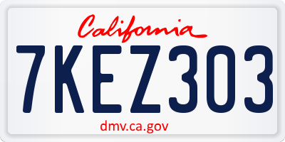 CA license plate 7KEZ303