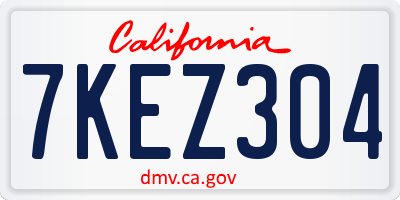 CA license plate 7KEZ304