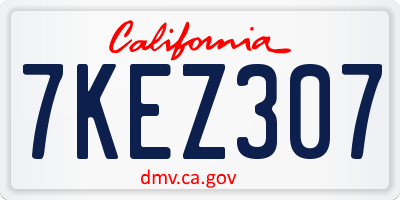 CA license plate 7KEZ307