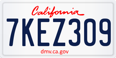 CA license plate 7KEZ309