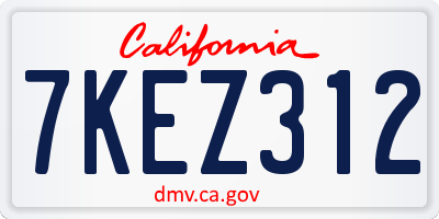 CA license plate 7KEZ312