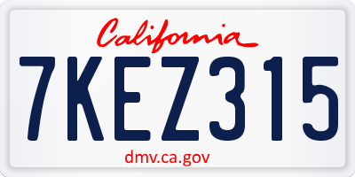 CA license plate 7KEZ315