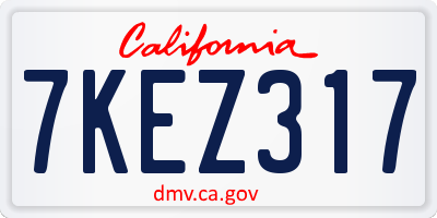 CA license plate 7KEZ317