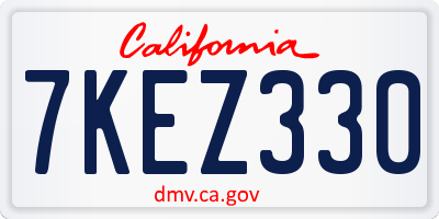 CA license plate 7KEZ330