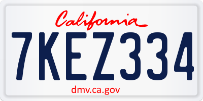 CA license plate 7KEZ334