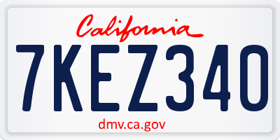 CA license plate 7KEZ340