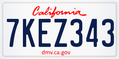 CA license plate 7KEZ343