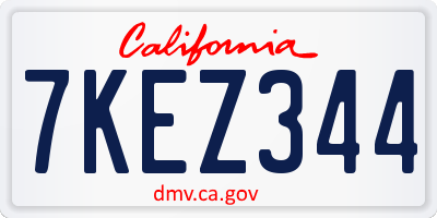 CA license plate 7KEZ344
