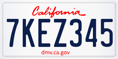 CA license plate 7KEZ345
