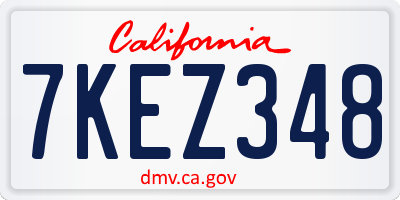 CA license plate 7KEZ348