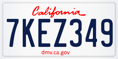CA license plate 7KEZ349