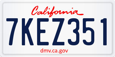 CA license plate 7KEZ351
