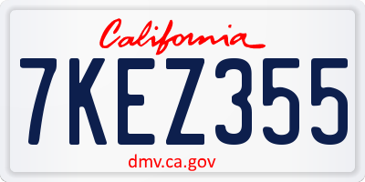 CA license plate 7KEZ355