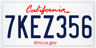 CA license plate 7KEZ356