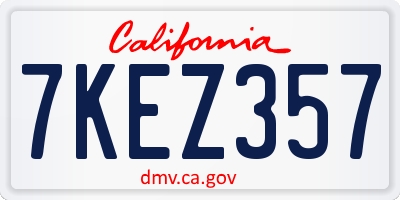 CA license plate 7KEZ357