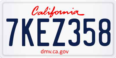 CA license plate 7KEZ358