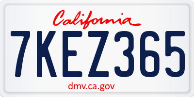 CA license plate 7KEZ365