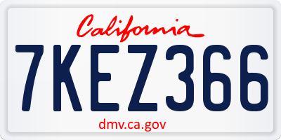 CA license plate 7KEZ366