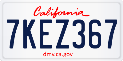 CA license plate 7KEZ367