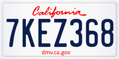 CA license plate 7KEZ368