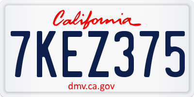 CA license plate 7KEZ375