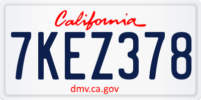 CA license plate 7KEZ378