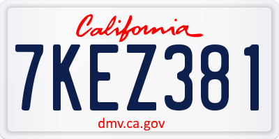 CA license plate 7KEZ381