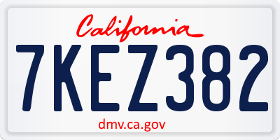 CA license plate 7KEZ382