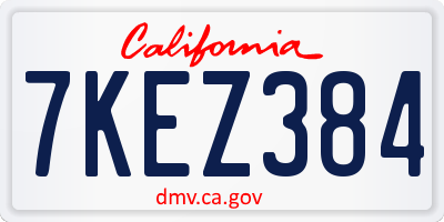 CA license plate 7KEZ384