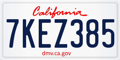 CA license plate 7KEZ385