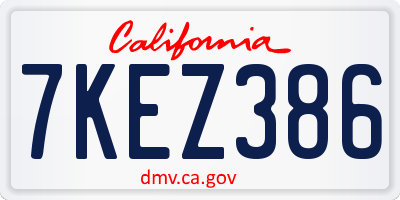 CA license plate 7KEZ386