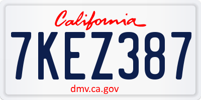 CA license plate 7KEZ387