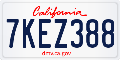 CA license plate 7KEZ388