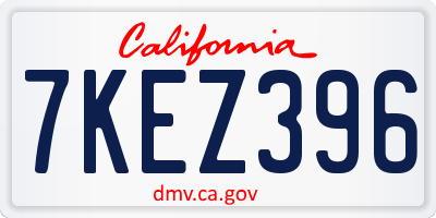CA license plate 7KEZ396