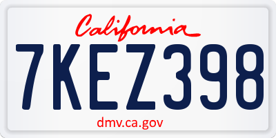 CA license plate 7KEZ398