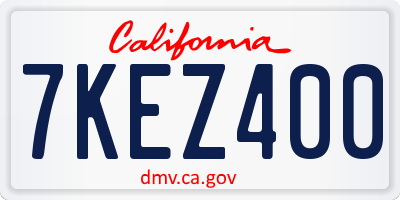 CA license plate 7KEZ400