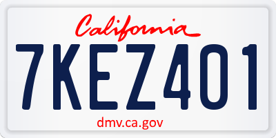 CA license plate 7KEZ401